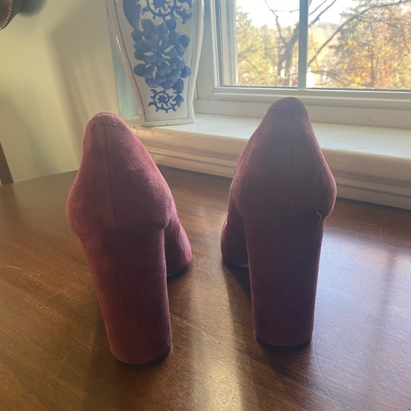 Vince Camuto Suede VP Scarlotte Plum Burgundy Block Maryjane Round Toe Heels 9 - Picture 8 of 11